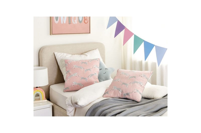 Prydnadskuddar Arales set om 2 Rosa/vit/svart/grå, Fyrkantig - Rosa/vit/svart/grå, Fyrkantig - Textil & mattor - Filtar, kuddar & plädar - Utekudde