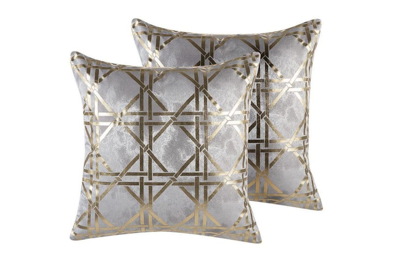 Prydnadskuddar Cassia set om 2 Grå/guld - Grå/guld - Textil & mattor - Filtar, kuddar & plädar - Prydnadskudde & kuddfodral