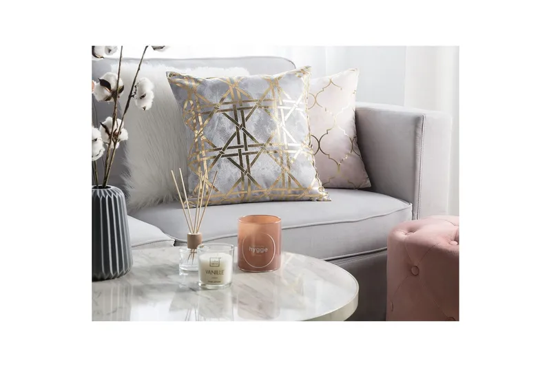 Prydnadskuddar Cassia set om 2 Grå/guld - Grå/guld - Textil & mattor - Filtar, kuddar & plädar - Prydnadskudde & kuddfodral