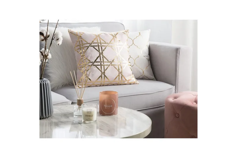 Prydnadskuddar Cassia set om 2 Rosa/guld - Rosa/guld - Textil & mattor - Filtar, kuddar & plädar - Prydnadskudde & kuddfodral