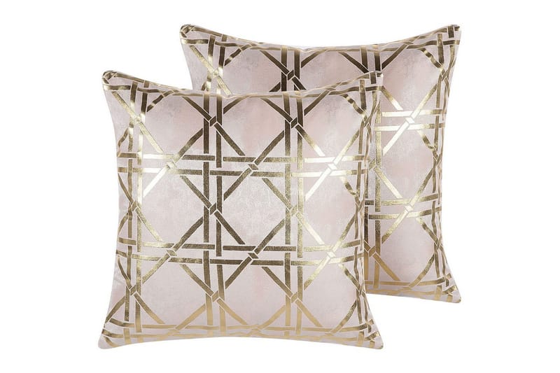 Prydnadskuddar Cassia set om 2 Rosa/guld, Rosa/guld