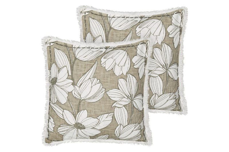 Prydnadskuddar Cyanotis set om 2 Vit/Grön - Vit/Grön - Textil & mattor - Filtar, kuddar & plädar - Utekudde