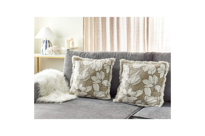 Prydnadskuddar Cyanotis set om 2 Vit/Grön - Vit/Grön - Textil & mattor - Filtar, kuddar & plädar - Utekudde