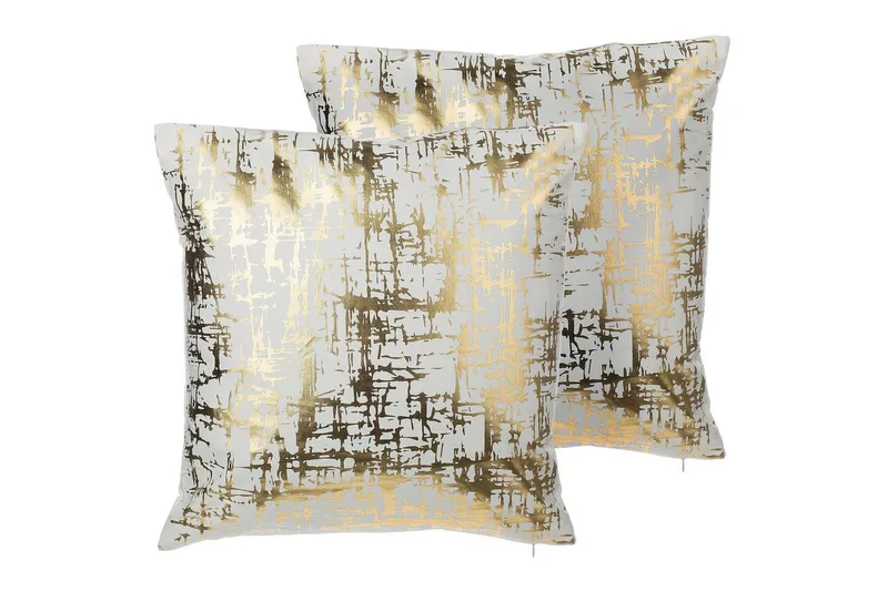 Prydnadskuddar Gardenia set om 2 Guld/vit - Guld/vit - Textil & mattor - Filtar, kuddar & plädar - Utekudde