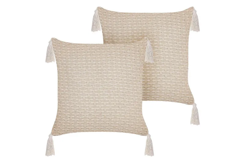 Prydnadskuddar Hakone set om 2 Beige, Fyrkantig - Beige, Fyrkantig - Textil & mattor - Filtar, kuddar & plädar - Utekudde
