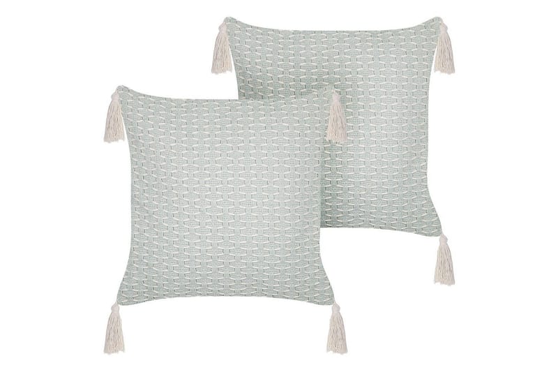 Prydnadskuddar Hakone set om 2 Grön/beige, Fyrkantig - Grön/beige, Fyrkantig - Utemöbler - Dynor - Soffdynor & bänkdynor utemöbler