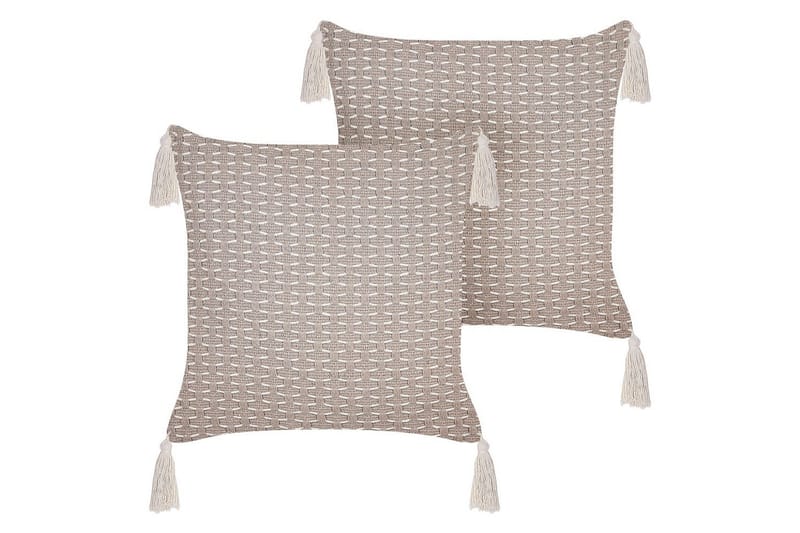 Prydnadskuddar Hakone set om 2 Taupe, Fyrkantig - Taupe, Fyrkantig - Textil & mattor - Filtar, kuddar & plädar - Utekudde