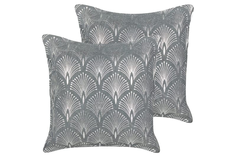 Prydnadskuddar Hoya set om 2 Grå/Silver - Grå/Silver - Textil & mattor - Filtar, kuddar & plädar - Utekudde