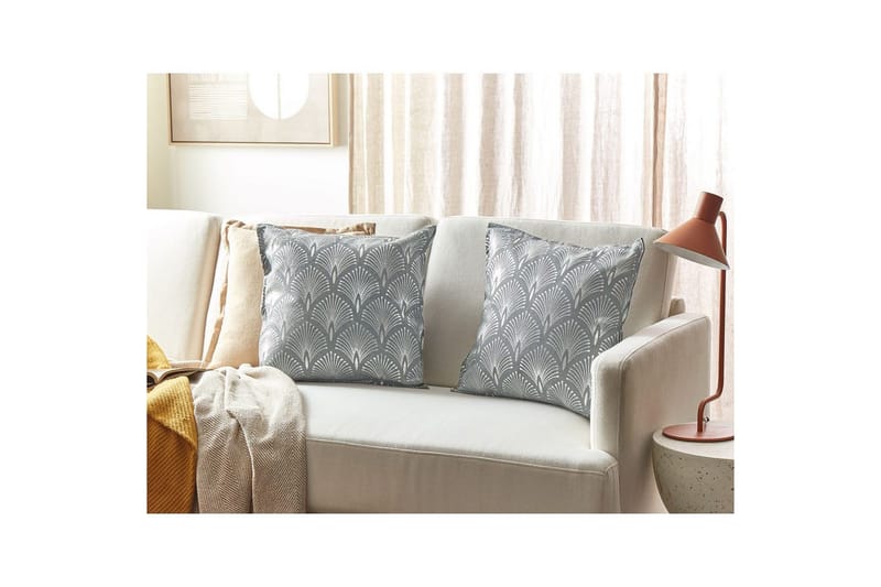 Prydnadskuddar Hoya set om 2 Grå/Silver - Grå/Silver - Textil & mattor - Filtar, kuddar & plädar - Utekudde