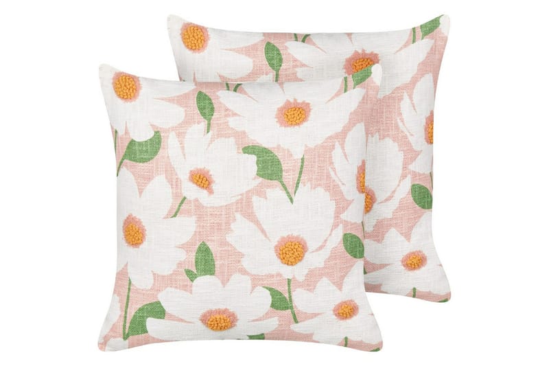 Prydnadskuddar Jatropha set om 2 Rosa/vit/grön/orange, Rosa/vit/grön/orange