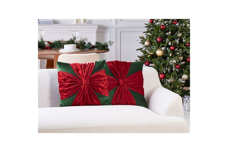 Prydnadskuddar Marshmallow set om 2 Grön/Röd - Grön/Röd - Textil & mattor - Filtar, kuddar & plädar - Utekudde