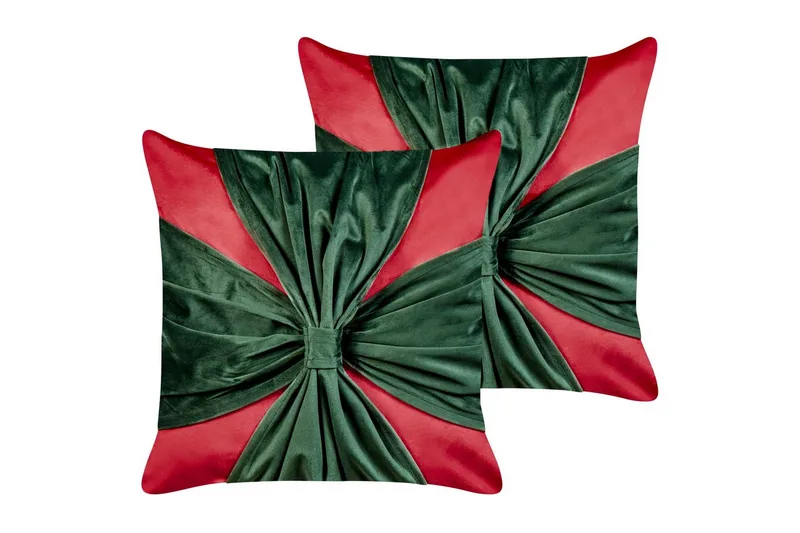 Prydnadskuddar Marshmallow set om 2 Röd/Grön - Röd/Grön - Textil & mattor - Filtar, kuddar & plädar - Utekudde