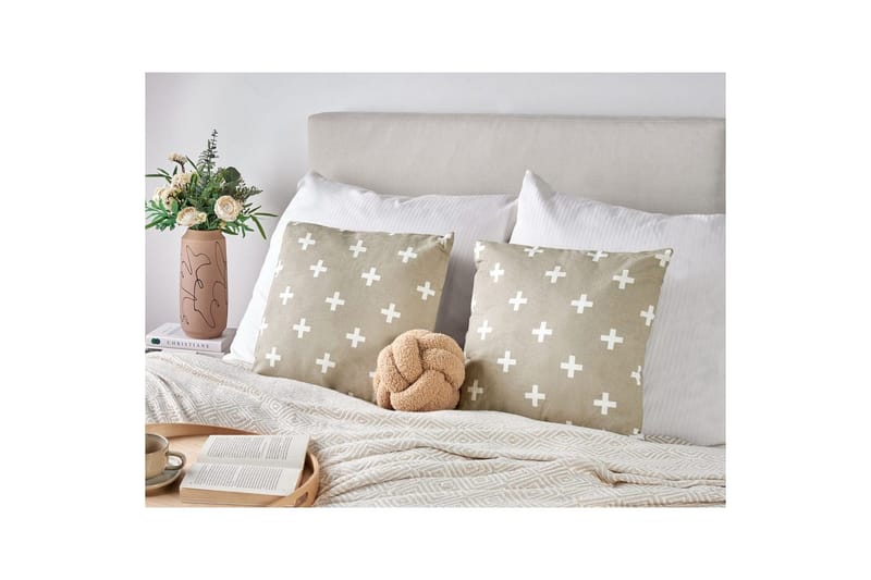 Prydnadskuddar Velleia set om 2 Beige/vit - Beige/vit - Textil & mattor - Filtar, kuddar & plädar - Prydnadskudde & kuddfodral