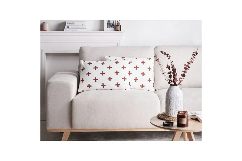Prydnadskuddar Velleia set om 2 Vit/Röd - Vit/Röd - Textil & mattor - Filtar, kuddar & plädar - Prydnadskudde & kuddfodral