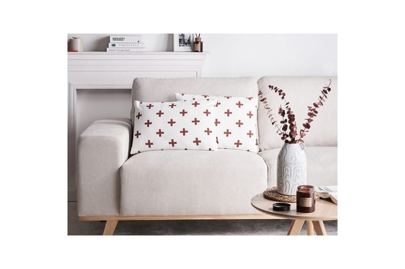 Prydnadskuddar Velleia set om 2 Vit/Röd - Vit/Röd - Textil & mattor - Filtar, kuddar & plädar - Prydnadskudde & kuddfodral