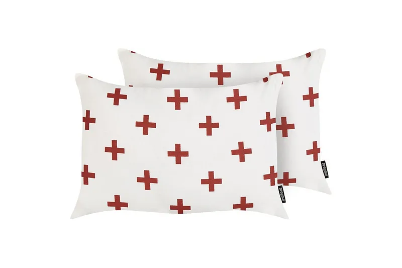 Prydnadskuddar Velleia set om 2 Vit/Röd, Vit/Röd