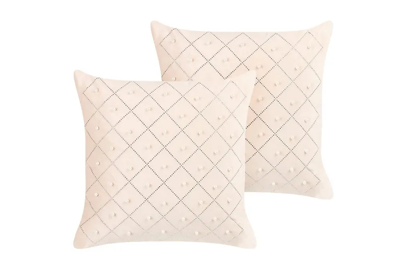 Prydnadskuddar Yarrow set om 2 Beige/Silver - Beige/Silver - Textil & mattor - Filtar, kuddar & plädar - Utekudde