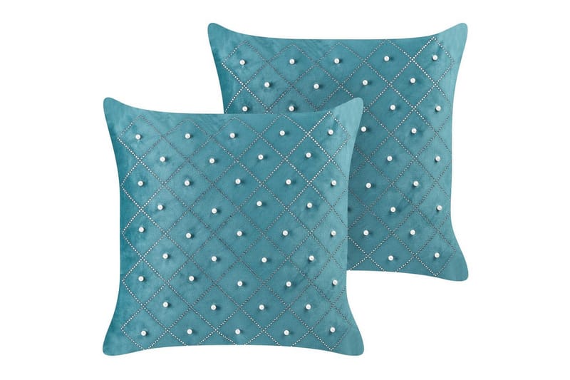 Prydnadskuddar Yarrow set om 2 Blå/Silver - Blå/Silver - Textil & mattor - Filtar, kuddar & plädar - Utekudde