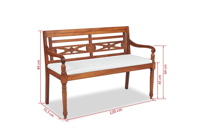 Bataviabänk med dyna 120 cm teak - Brun - Utemöbler - Dynor - Sittdynor & ryggdynor utemöbler