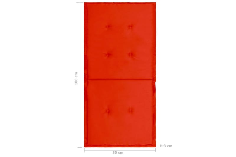 Dynor för trädgårdsstolar 2 st röd 100x50x3 cm - Röd - Utemöbler - Dynor - Sittdynor & ryggdynor utemöbler