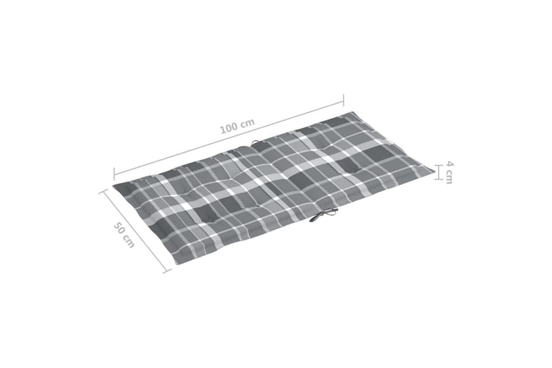 Dynor för trädgårdsstolar 4 st grått rutmönster 100x50x3 cm - Flerfärgad - Utemöbler - Dynor - Sittdynor & ryggdynor utemöbler