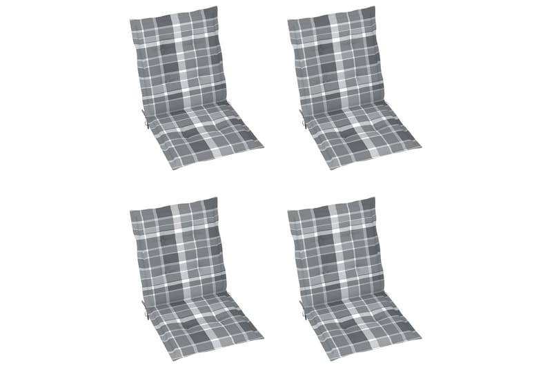 Dynor för trädgårdsstolar 4 st grått rutmönster 100x50x3 cm - Flerfärgad - Utemöbler - Dynor - Sittdynor & ryggdynor utemöbler