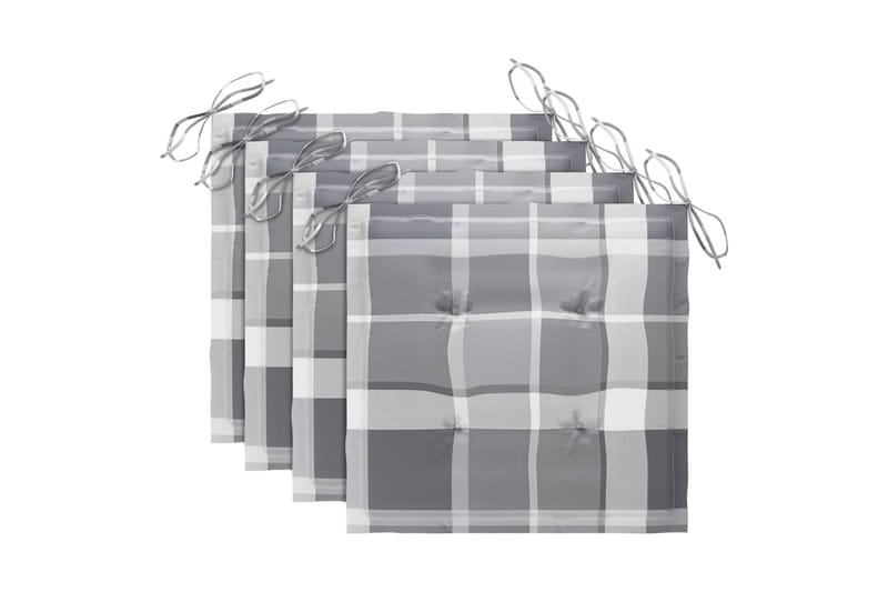 Dynor för trädgårdsstolar 4 st grått rutmönster 50x50x4 cm - Flerfärgad - Utemöbler - Dynor - Sittdynor & ryggdynor utemöbler