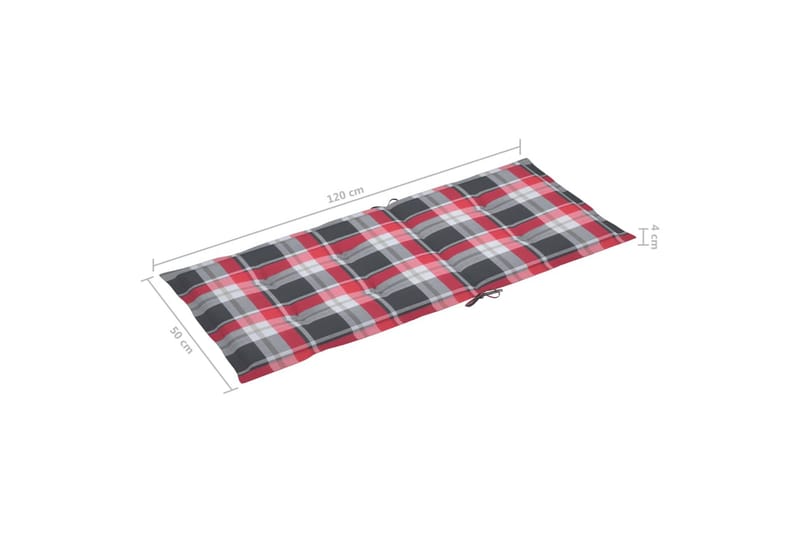 Dynor för trädgårdsstolar 4 st rött rutmönster 120x50x4 cm - Flerfärgad - Utemöbler - Dynor - Sittdynor & ryggdynor utemöbler