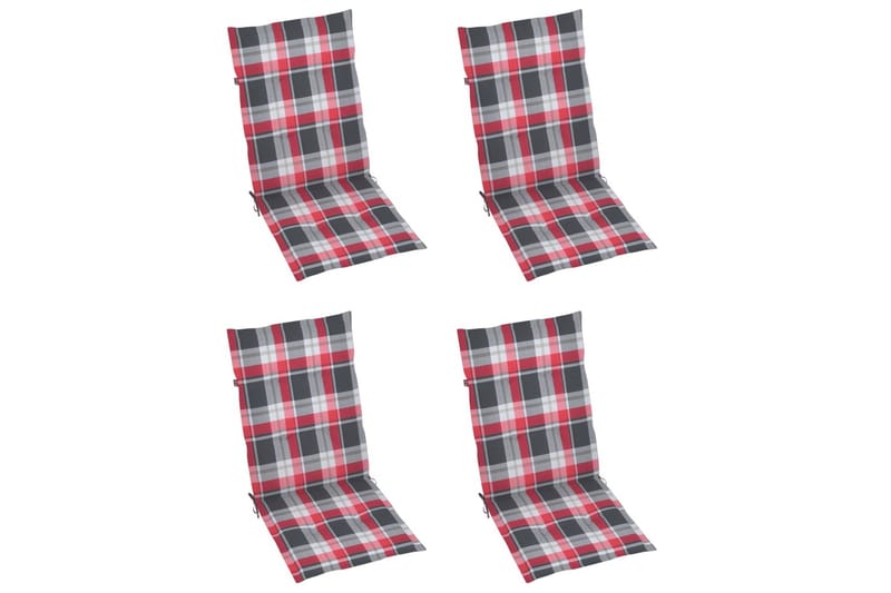 Dynor för trädgårdsstolar 4 st rött rutmönster 120x50x4 cm - Flerfärgad - Utemöbler - Dynor - Sittdynor & ryggdynor utemöbler