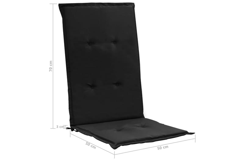 Dynor för trädgårdsstolar 4 st svart 120x50x3 cm - Svart - Utemöbler - Dynor - Sittdynor & ryggdynor utemöbler