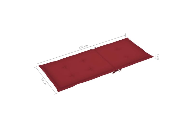 Dynor för trädgårdsstolar 4 st vinröd 120x50x4 cm - Röd - Utemöbler - Dynor - Sittdynor & ryggdynor utemöbler