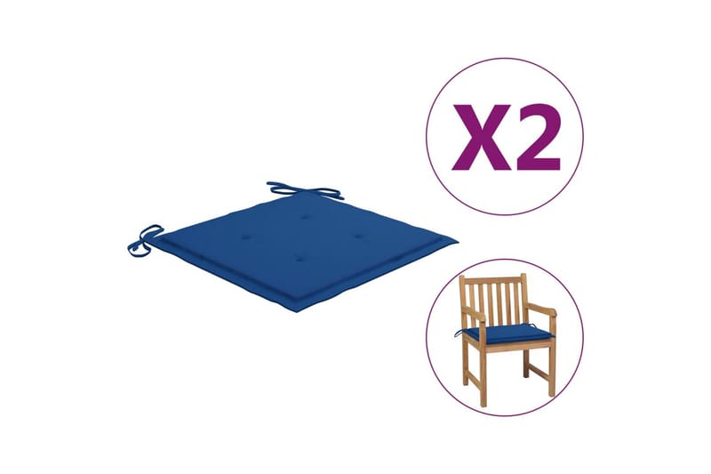 Sittdynor för trädgården 2 st kungsblå 50x50x4 cm tyg - Blå - Utemöbler - Dynor - Sittdynor & ryggdynor utemöbler