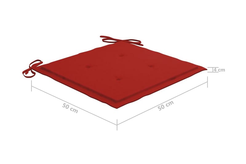 Sittdynor för trädgården 4 st röd 50x50x4 cm tyg - Röd - Utemöbler - Dynor - Sittdynor & ryggdynor utemöbler