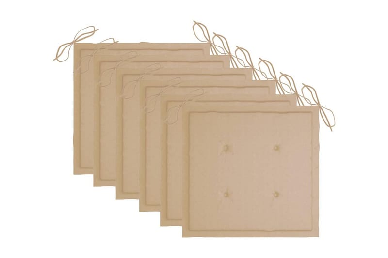 Sittdynor för trädgården 6 st beige 50x50x4 cm tyg - Beige - Utemöbler - Dynor - Sittdynor & ryggdynor utemöbler