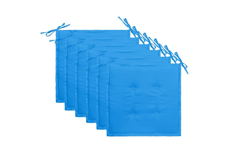 Sittdynor för trädgården 6 st blå 50x50x4 cm tyg - Blå - Utemöbler - Dynor - Sittdynor & ryggdynor utemöbler