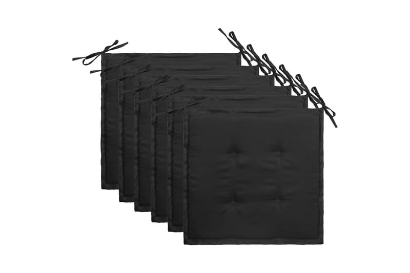 Sittdynor för trädgården 6 st svart 50x50x4 cm tyg - Svart - Utemöbler - Dynor - Sittdynor & ryggdynor utemöbler