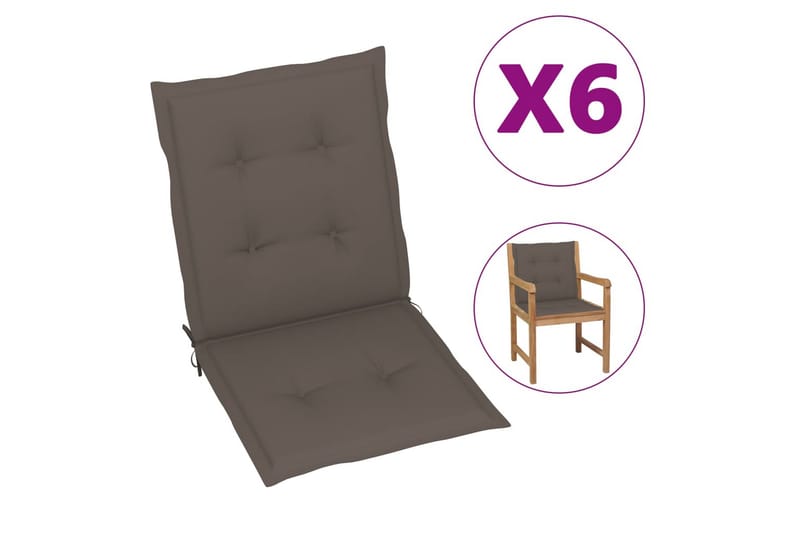 Sittdynor för trädgården 6 st taupe 100x50x4 cm - Brun - Utemöbler - Dynor - Sittdynor & ryggdynor utemöbler