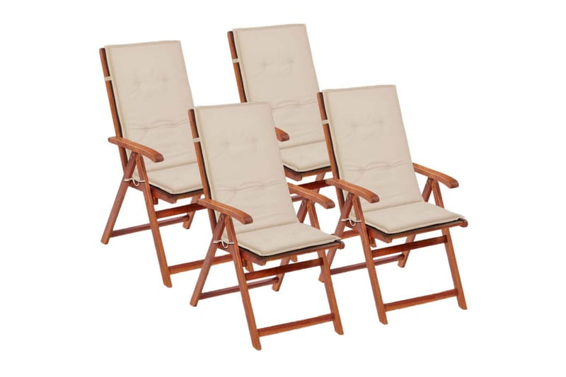 Stolsdynor för trädgården 4 st 120x50x3 cm gräddvit - Vit - Utemöbler - Dynor - Sittdynor & ryggdynor utemöbler