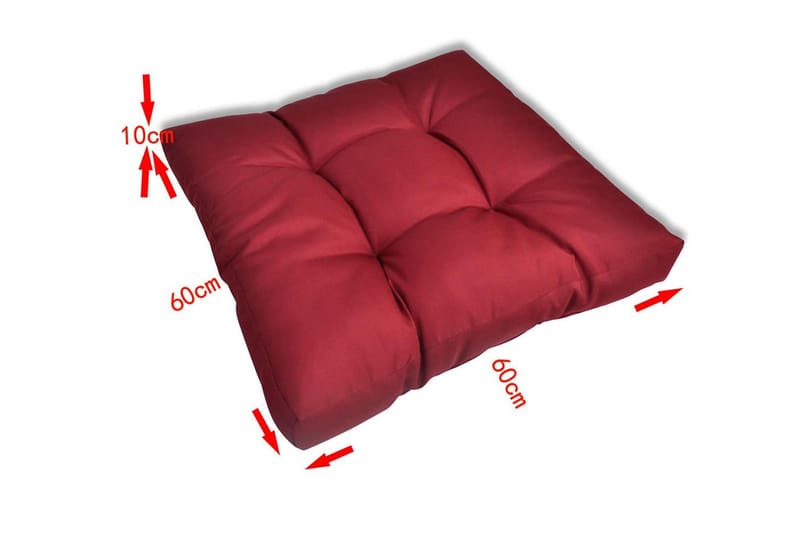 Stoppad sittdyna 60x60x10 cm vinröd - Röd - Sittdynor & ryggdynor utemöbler
