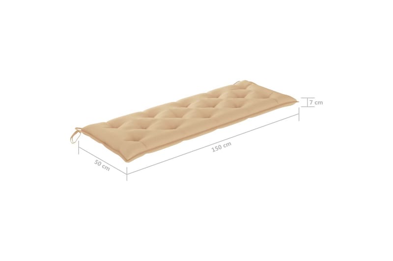 Bänkdyna för trädgården beige 150x50x7 cm tyg - Beige - Utemöbler - Dynor - Sittdynor & ryggdynor utemöbler