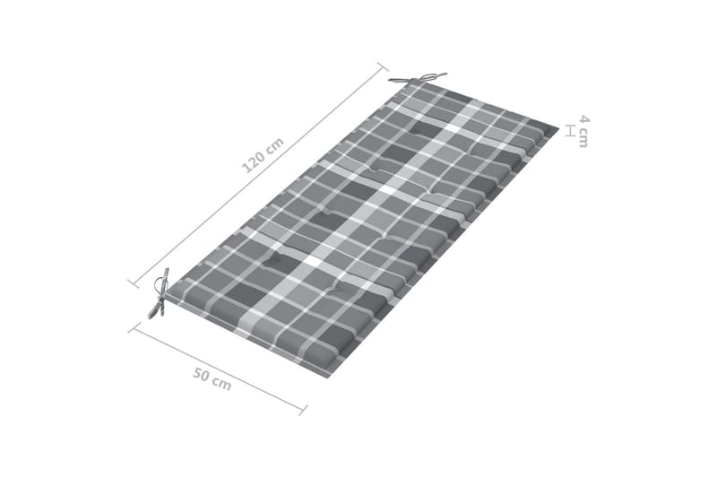 Dyna för trädgårdsbänk grått rutmönster 120x50x4 cm tyg - Flerfärgad - Soffdynor & bänkdynor utemöbler