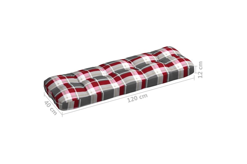 Dynor till pallsoffa 3 st rött rutmönster - Flerfärgad - Utemöbler - Dynor - Soffdynor & bänkdynor utemöbler