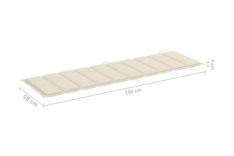 Solsängsdyna gräddvit 186x58x3 cm - Vit - Utemöbler - Dynor - Dyna solsäng