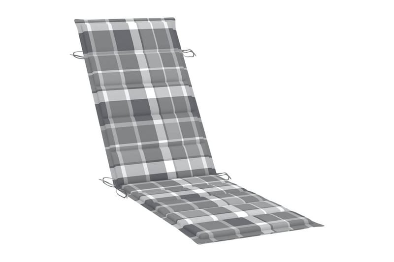 Solsängsdyna grå rutmönster 186x58x3 cm - Flerfärgad - Utemöbler - Dynor - Dyna solsäng