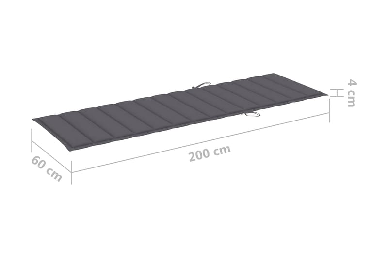 Solsängsdyna antracit 200x60x3 cm tyg - Grå - Utemöbler - Dynor - Dyna solsäng