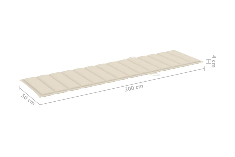Solsängsdyna gräddvit 200x50x3 cm tyg - Vit - Utemöbler - Dynor - Dyna solsäng