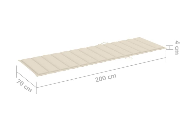 Solsängsdyna gräddvit 200x70x3 cm tyg - Vit - Dyna solsäng