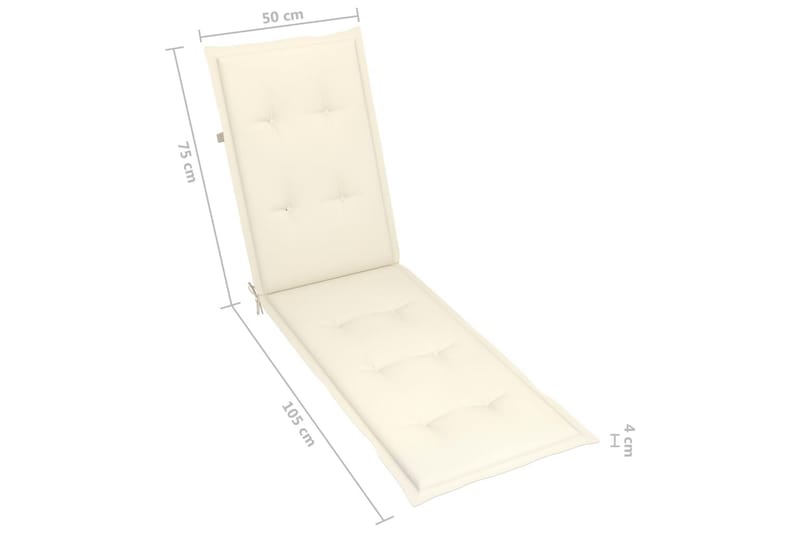 Solsängsdyna gräddvit (75+105)x50x3 cm - Vit - Dyna solsäng