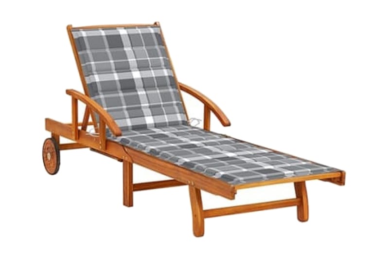 Solsängsdyna grårutig 200x50x3 cm tyg - Flerfärgad - Utemöbler - Dynor - Dyna solsäng