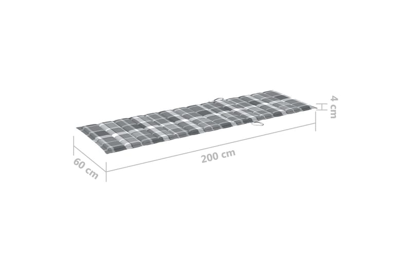 Solsängsdyna grått rutmönster 200x60x3 cm tyg - Flerfärgad - Utemöbler - Dynor - Dyna solsäng
